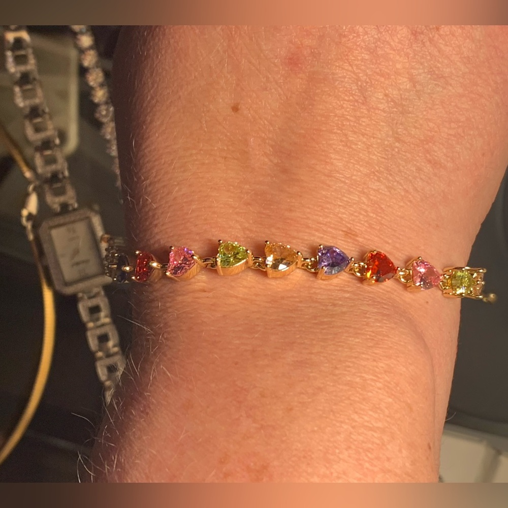 Gold plate multi stone bracelet no tarnish